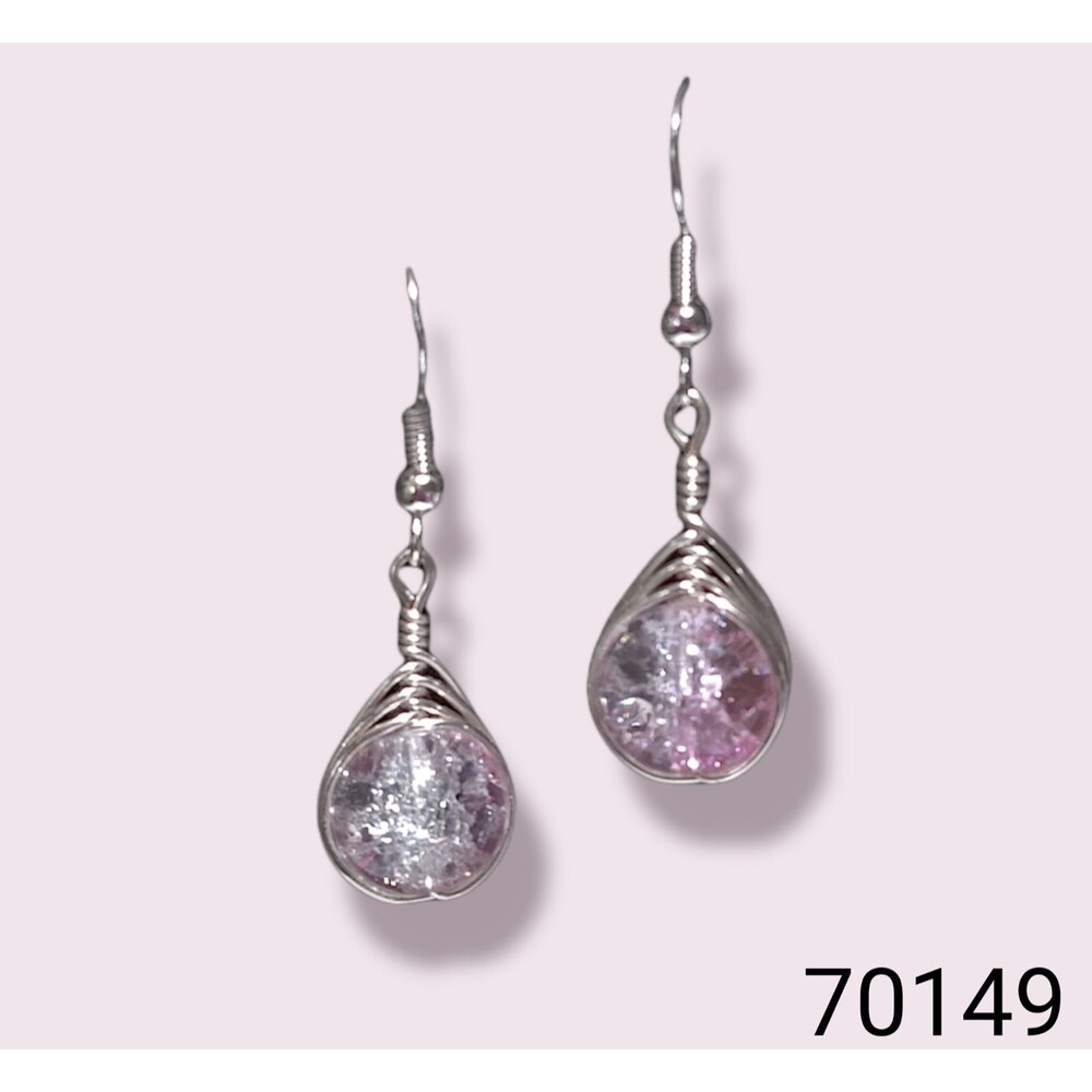 Pink Swirl Crinkle Crystal Earrings
